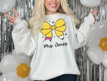 Load image into Gallery viewer, Personalized Pencil-Bow Teacher Shirt