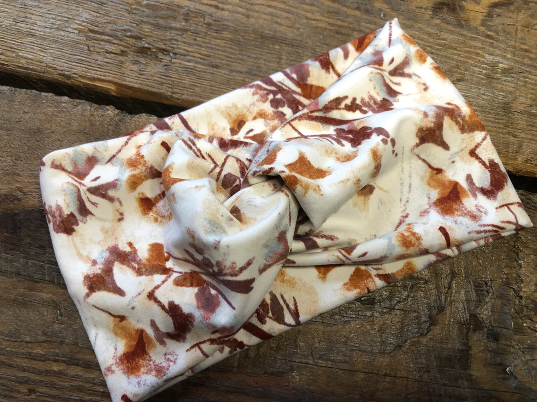 Cream Fall Floral Head Hug with Faux Tie Bow